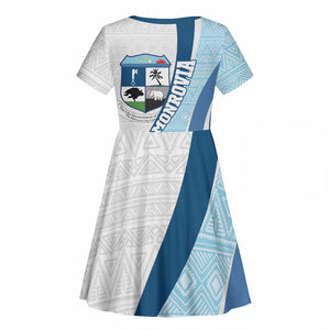 Afro Liberia Monrovia Capital Kid Short Sleeve Dress African Pattern Curves Style