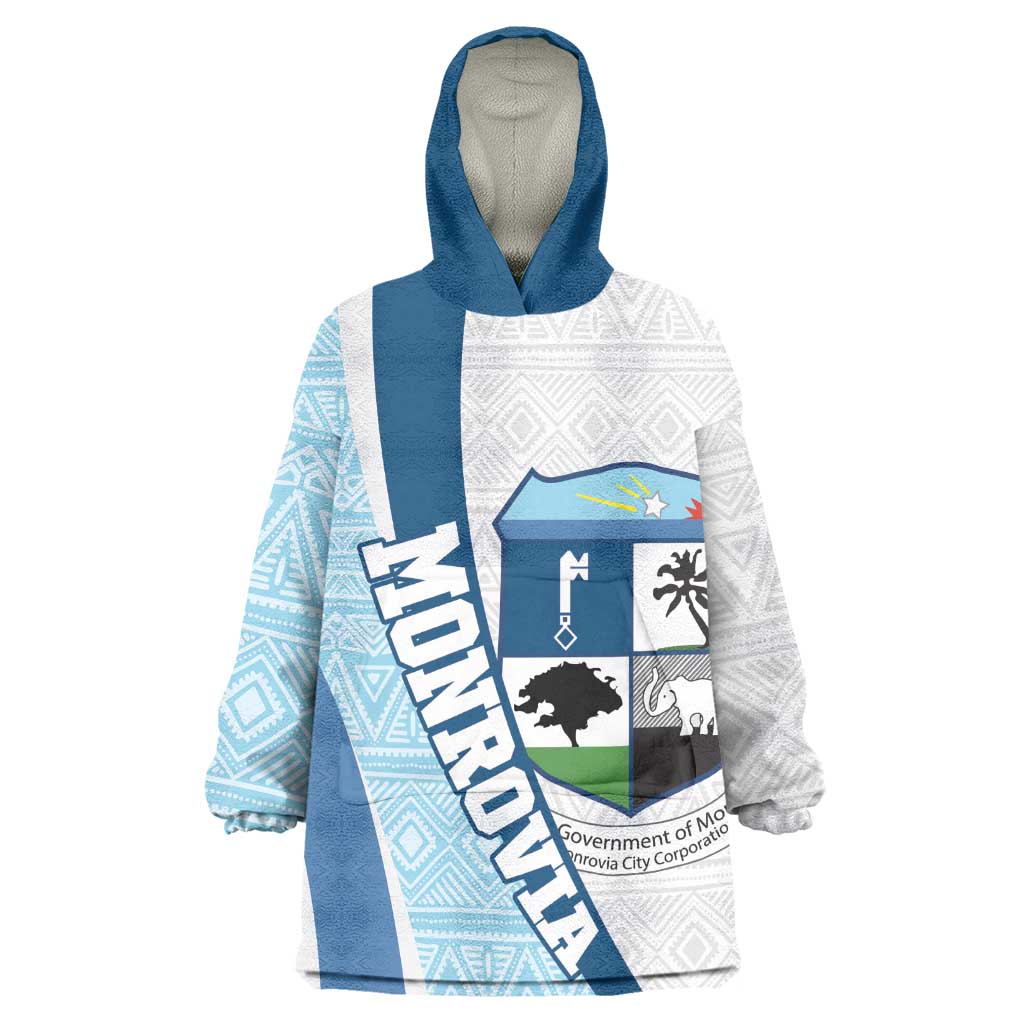 Afro Liberia Monrovia Capital Kid Wearable Blanket Hoodie African Pattern Curves Style