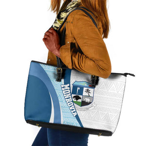 Afro Liberia Monrovia Capital Leather Tote Bag African Pattern Curves Style