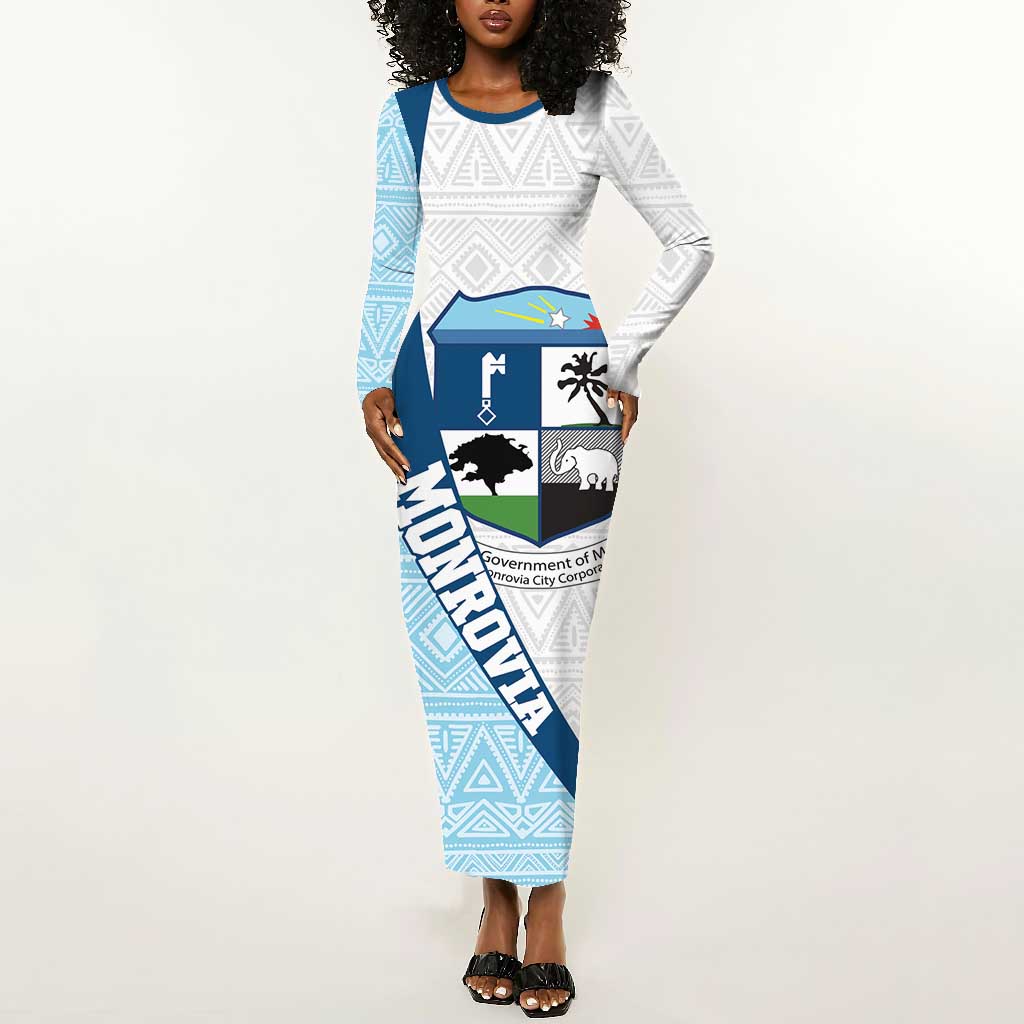 Afro Liberia Monrovia Capital Long Sleeve Bodycon Dress African Pattern Curves Style