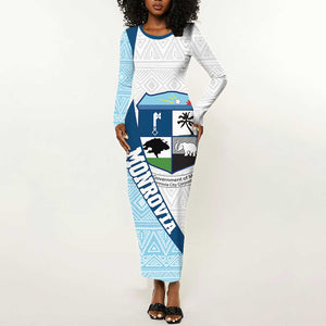 Afro Liberia Monrovia Capital Long Sleeve Bodycon Dress African Pattern Curves Style