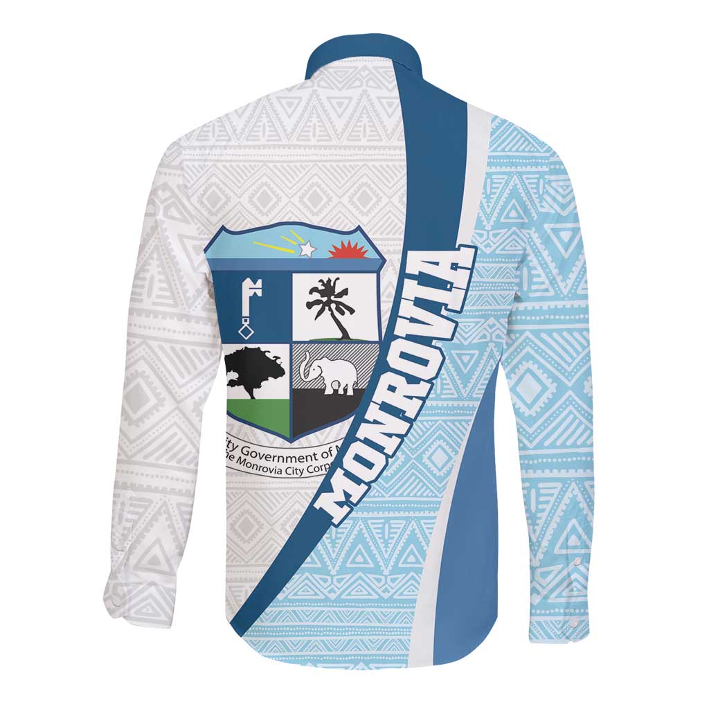 Afro Liberia Monrovia Capital Long Sleeve Button Shirt African Pattern Curves Style