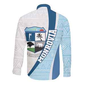 Afro Liberia Monrovia Capital Long Sleeve Button Shirt African Pattern Curves Style
