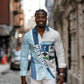 Afro Liberia Monrovia Capital Long Sleeve Button Shirt African Pattern Curves Style