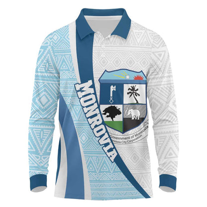 Afro Liberia Monrovia Capital Long Sleeve Polo Shirt African Pattern Curves Style