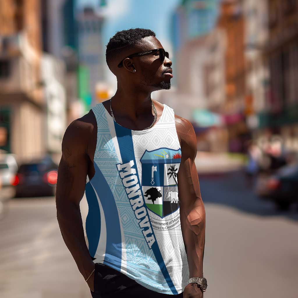 Afro Liberia Monrovia Capital Men Tank Top African Pattern Curves Style