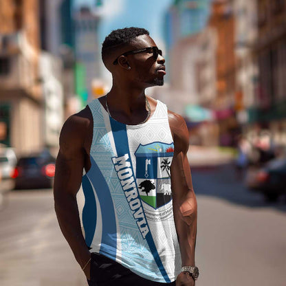 Afro Liberia Monrovia Capital Men Tank Top African Pattern Curves Style