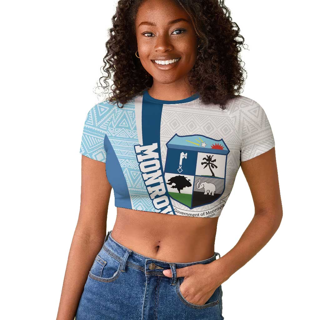 Afro Liberia Monrovia Capital Raglan Cropped T shirt African Pattern Curves Style