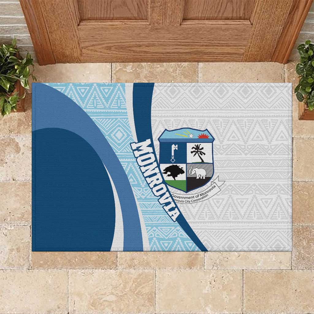 Afro Liberia Monrovia Capital Rubber Doormat African Pattern Curves Style