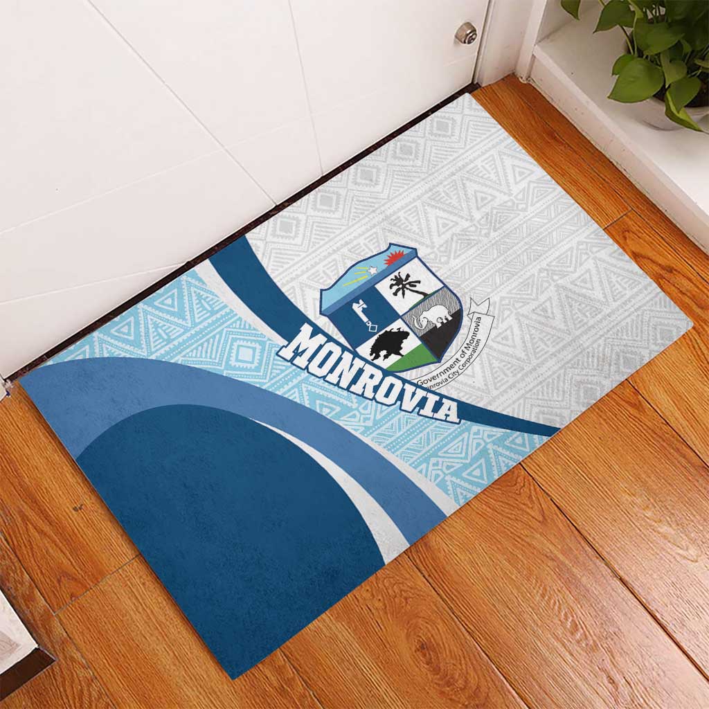 Afro Liberia Monrovia Capital Rubber Doormat African Pattern Curves Style