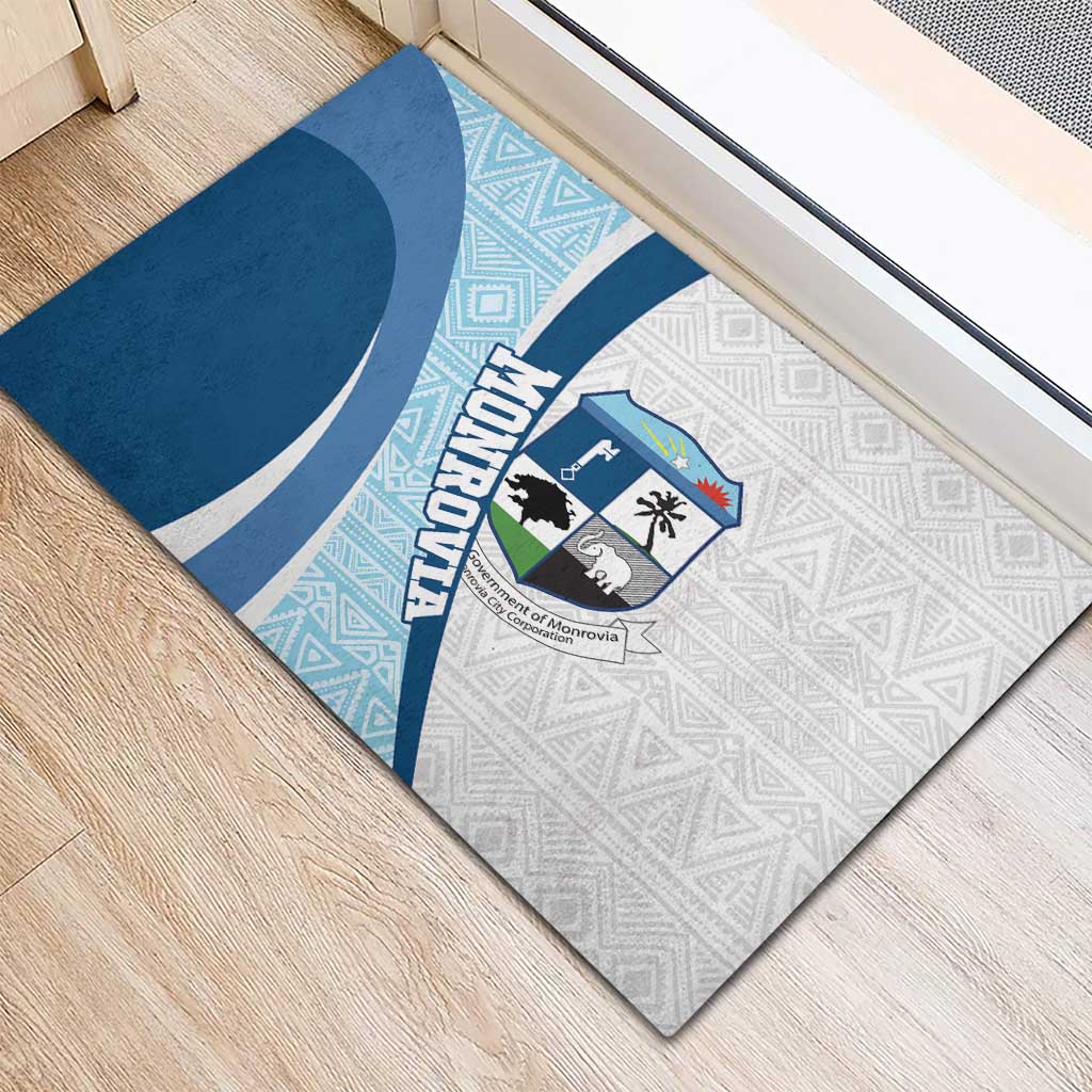 Afro Liberia Monrovia Capital Rubber Doormat African Pattern Curves Style