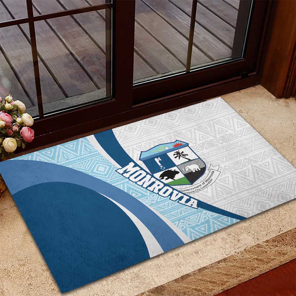 Afro Liberia Monrovia Capital Rubber Doormat African Pattern Curves Style