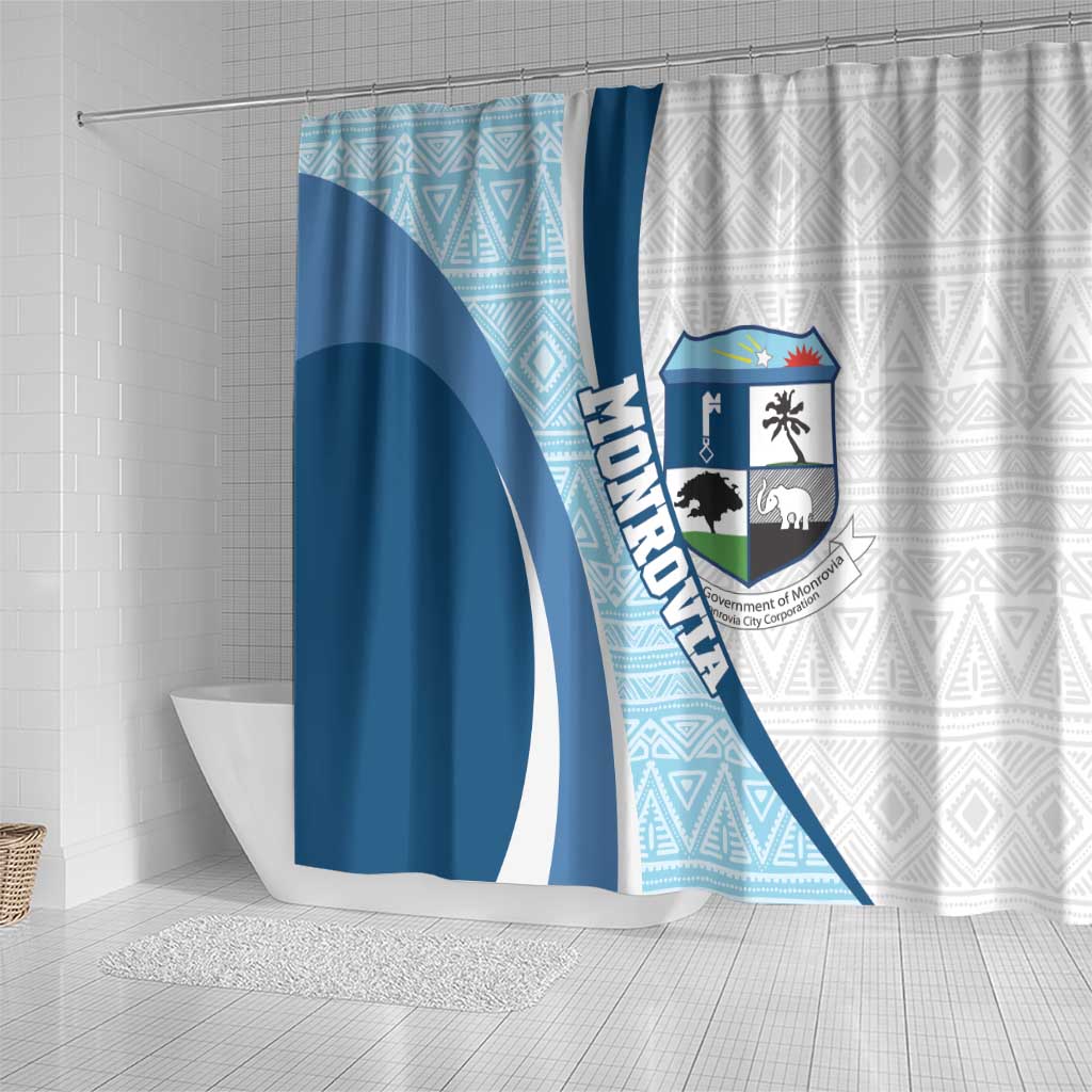 Afro Liberia Monrovia Capital Shower Curtain African Pattern Curves Style