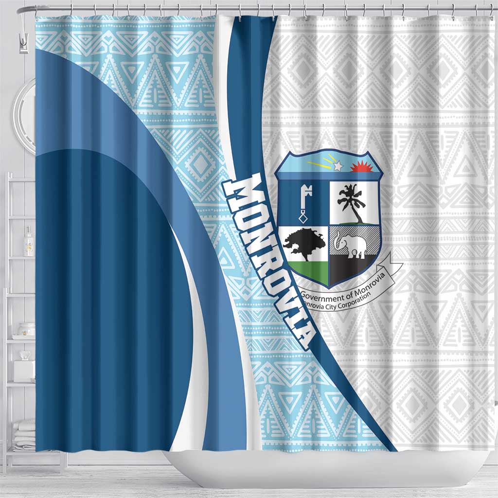 Afro Liberia Monrovia Capital Shower Curtain African Pattern Curves Style