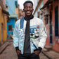 Afro Liberia Monrovia Capital Sleeve Zip Bomber Jacket African Pattern Curves Style