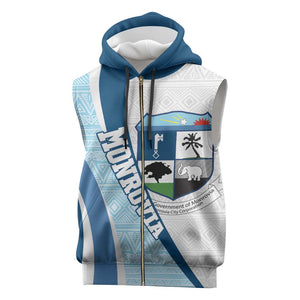 Afro Liberia Monrovia Capital Sleeveless Zip Hoodie African Pattern Curves Style - African Pride