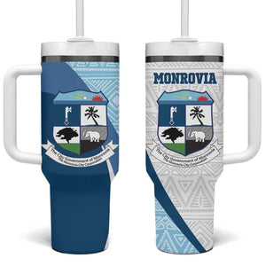 Afro Liberia Monrovia Capital Tumbler With Handle African Pattern Curves Style
