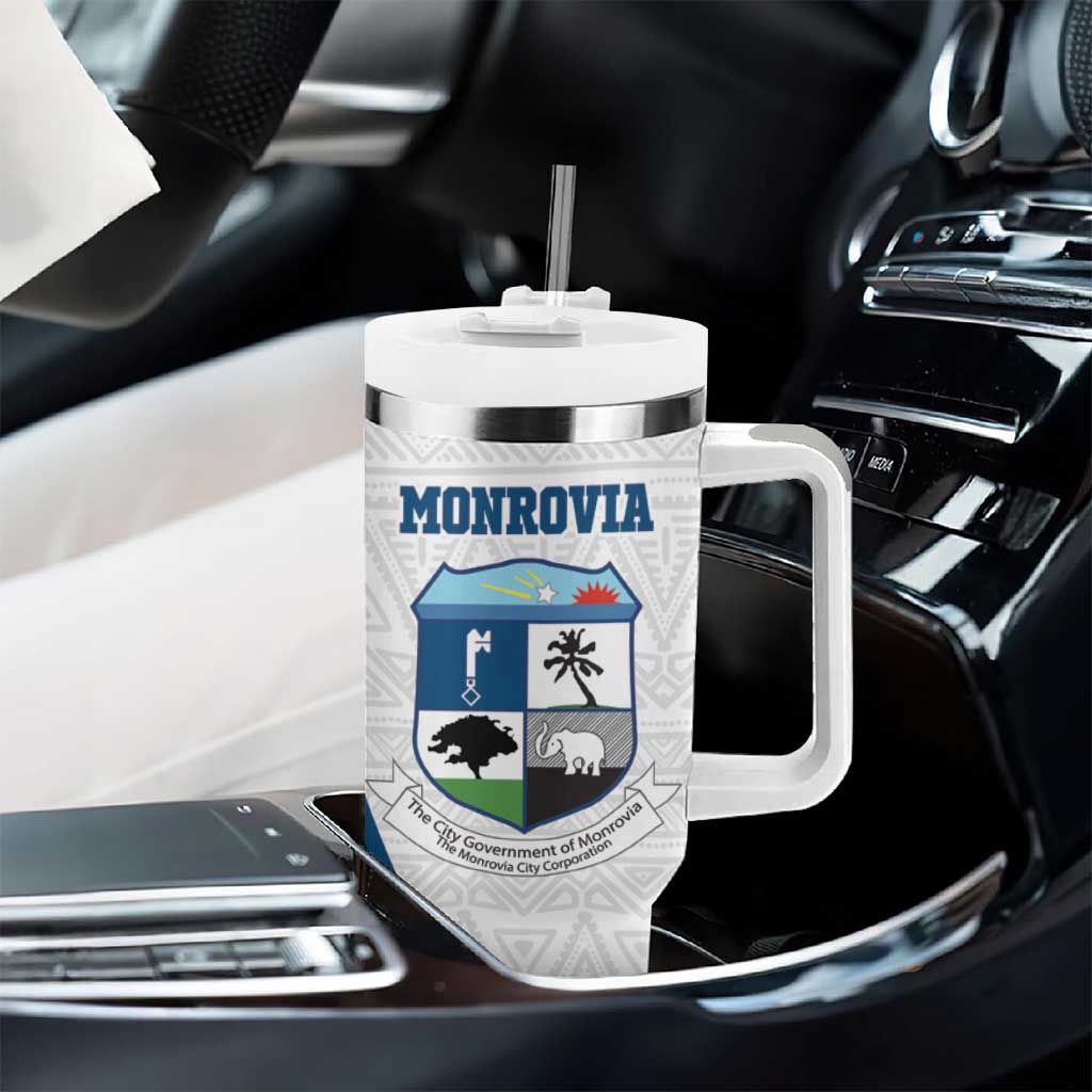 Afro Liberia Monrovia Capital Tumbler With Handle African Pattern Curves Style