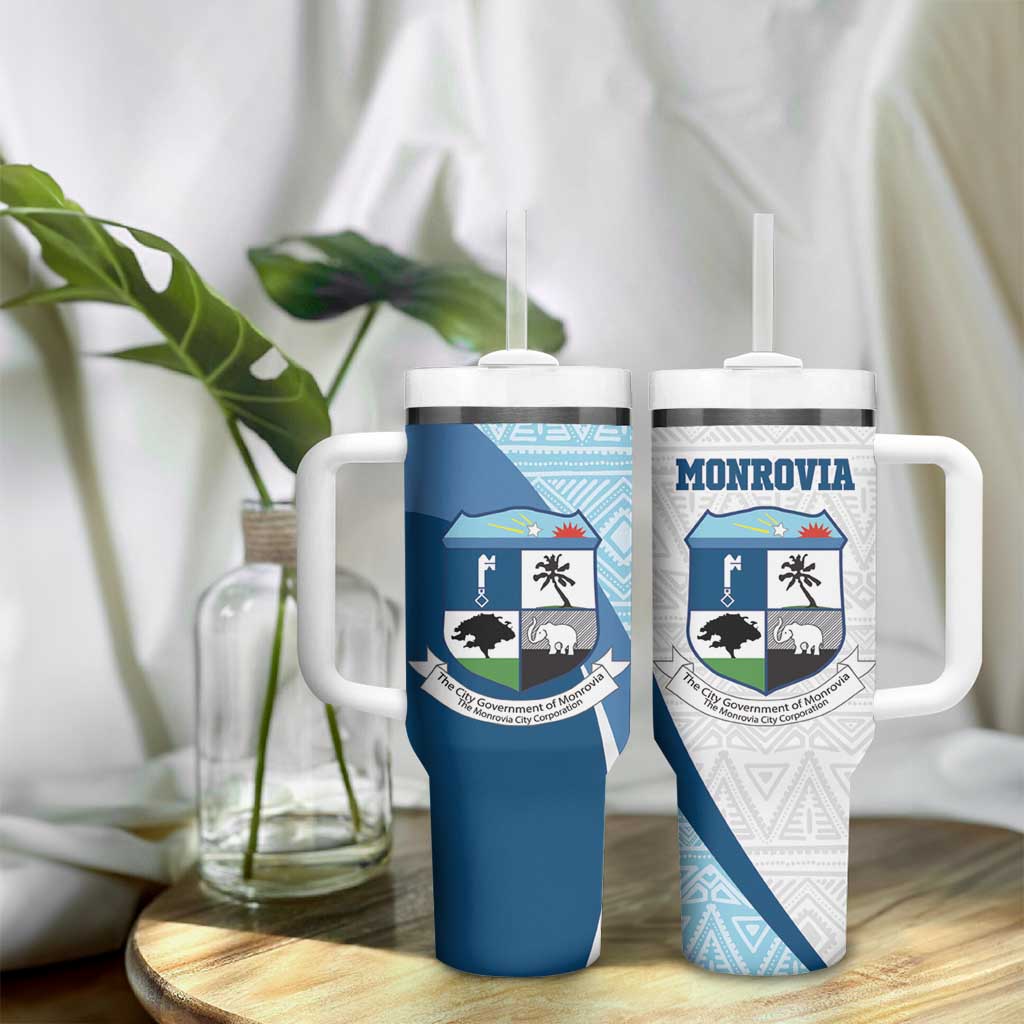 Afro Liberia Monrovia Capital Tumbler With Handle African Pattern Curves Style