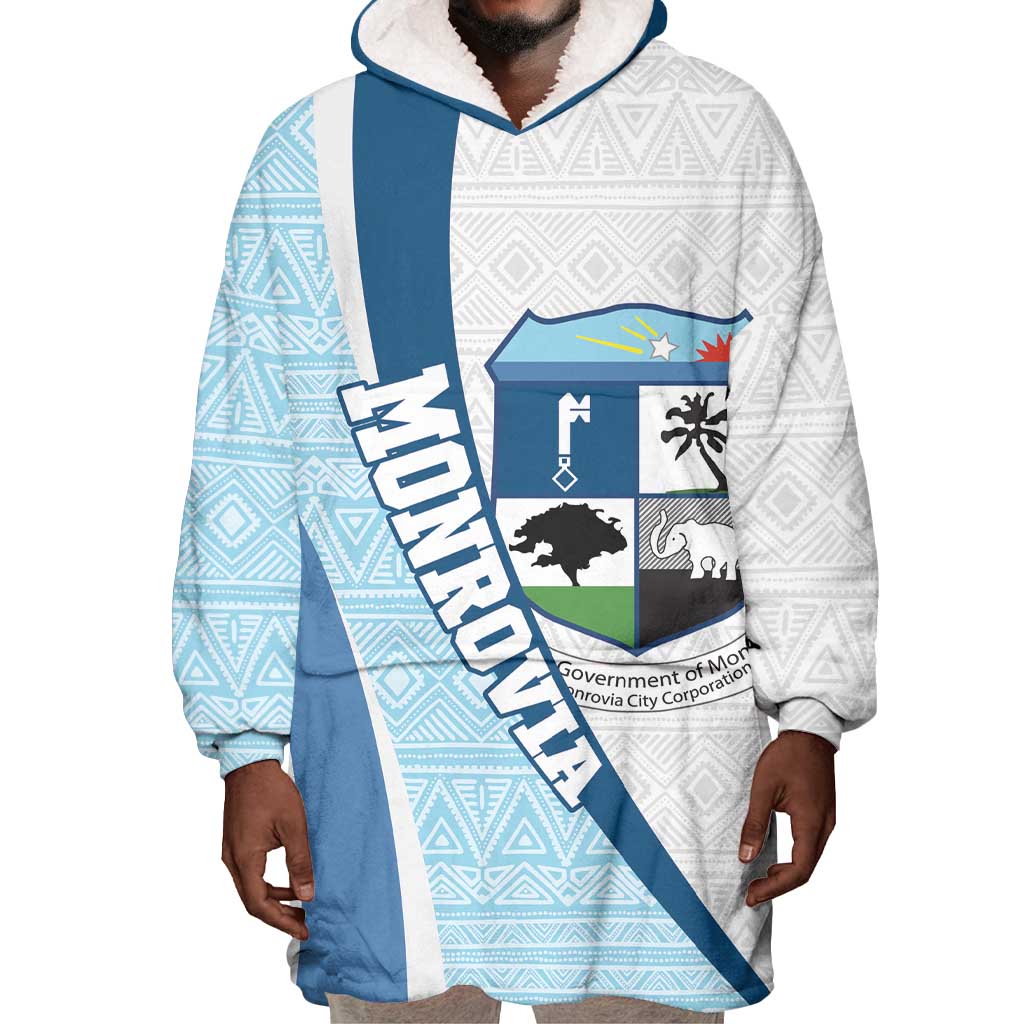 Afro Liberia Monrovia Capital Wearable Blanket Hoodie African Pattern Curves Style