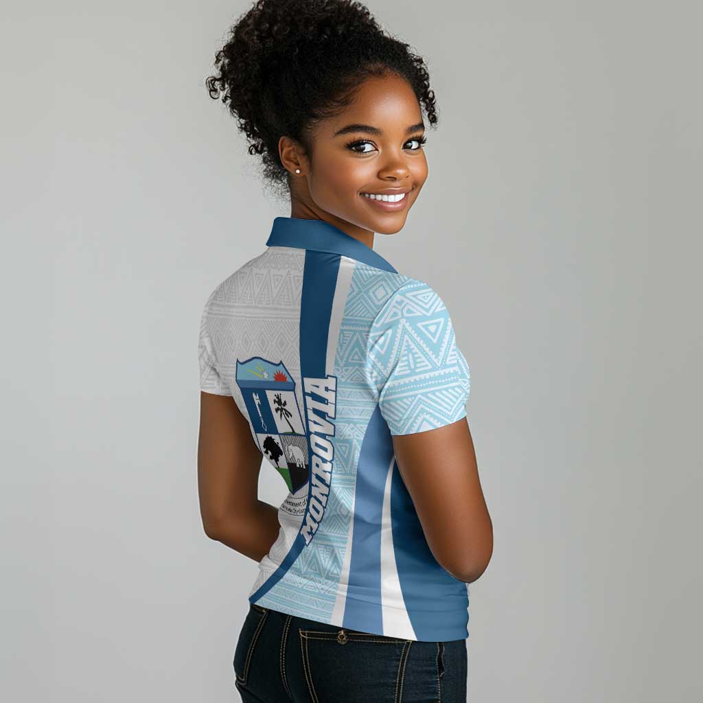 Afro Liberia Monrovia Capital Women Polo Shirt African Pattern Curves Style