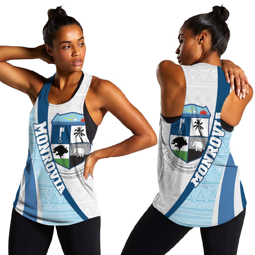 Afro Liberia Monrovia Capital Women Racerback Tank African Pattern Curves Style