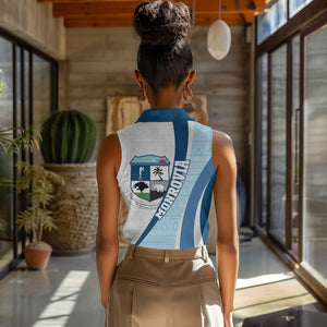 Afro Liberia Monrovia Capital Women Sleeveless Polo Shirt African Pattern Curves Style