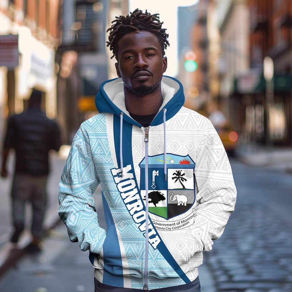 Afro Liberia Monrovia Capital Zip Hoodie African Pattern Curves Style