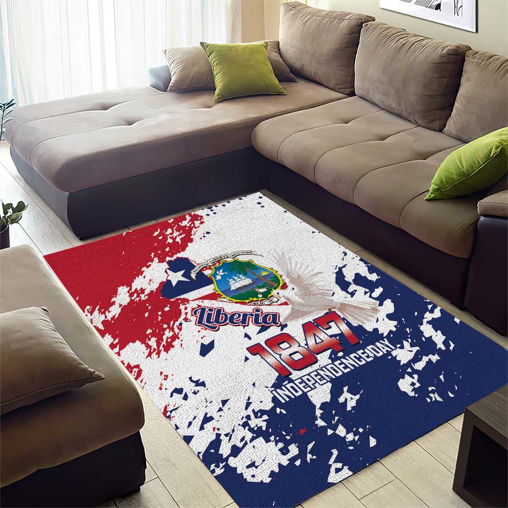 Afro Liberia 1847 Independence Day Area Rug Coat Of Arms Grunge Style