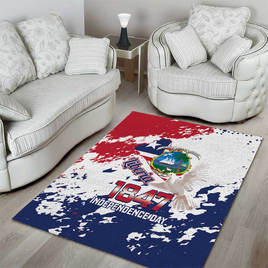 Afro Liberia 1847 Independence Day Area Rug Coat Of Arms Grunge Style
