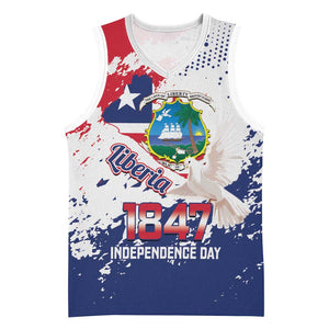 Afro Liberia 1847 Independence Day Basketball Jersey Coat Of Arms Grunge Style - African Pride