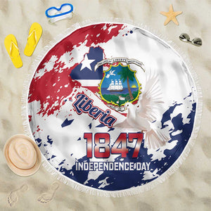 Afro Liberia 1847 Independence Day Beach Blanket Coat Of Arms Grunge Style