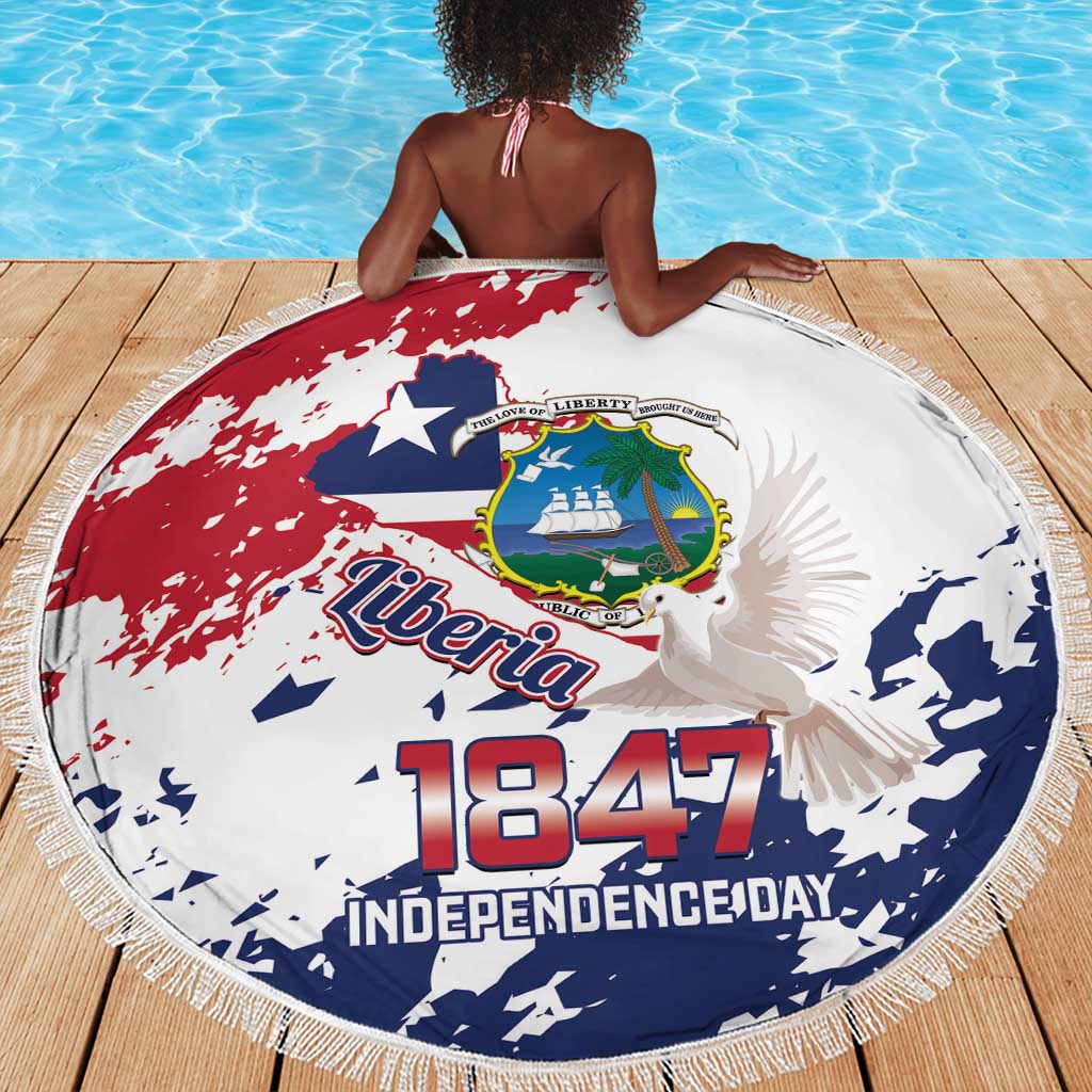 Afro Liberia 1847 Independence Day Beach Blanket Coat Of Arms Grunge Style