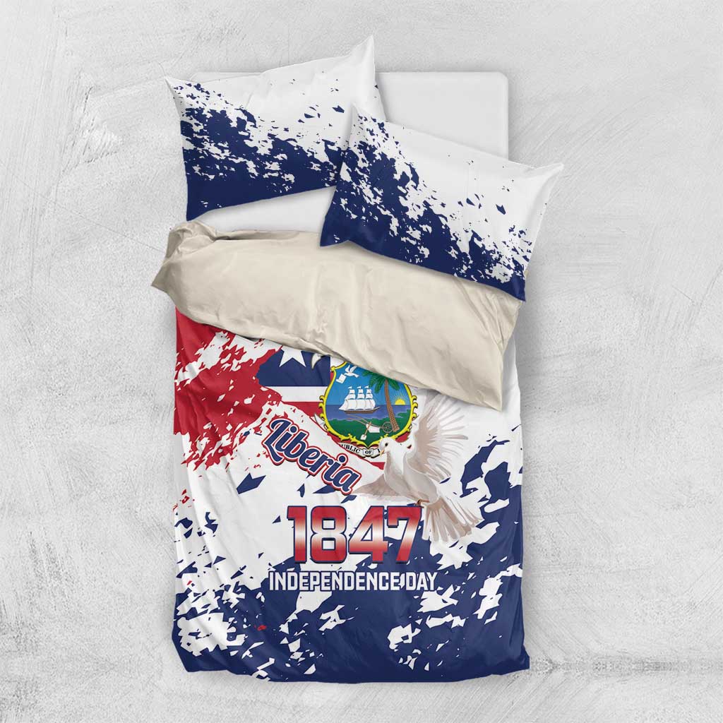 Afro Liberia 1847 Independence Day Bedding Set Coat Of Arms Grunge Style