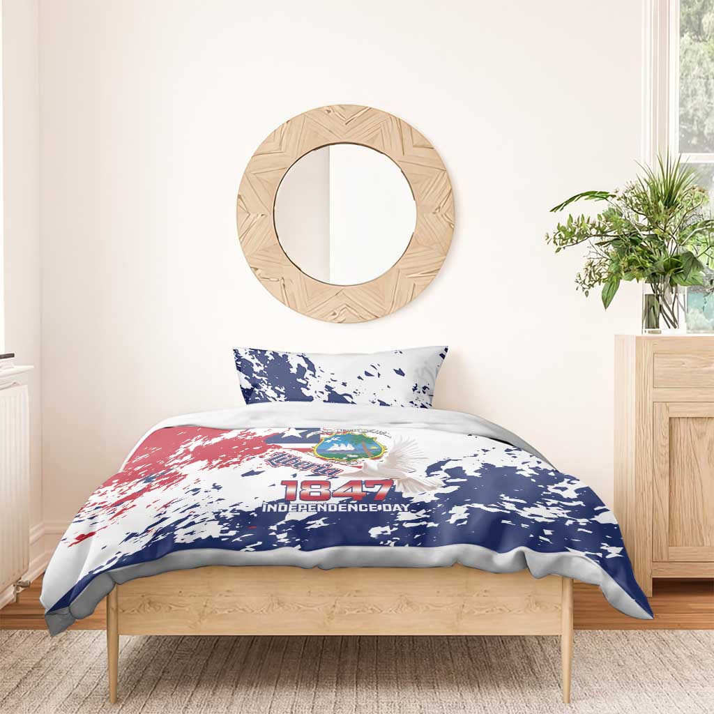 Afro Liberia 1847 Independence Day Bedding Set Coat Of Arms Grunge Style