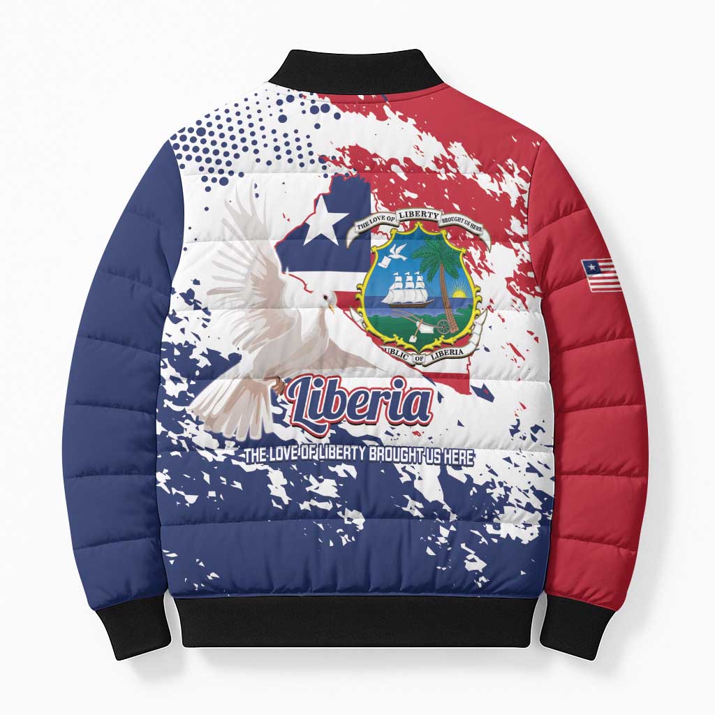 Liberia 1847 Independence Day Bomber Puffer Jacket Coat Of Arms Grunge Style