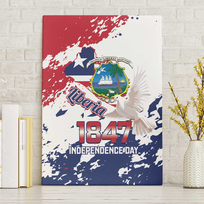 Afro Liberia 1847 Independence Day Canvas Wall Art Coat Of Arms Grunge Style