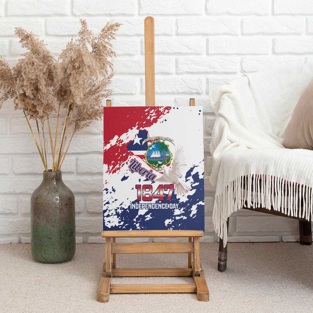 Afro Liberia 1847 Independence Day Canvas Wall Art Coat Of Arms Grunge Style