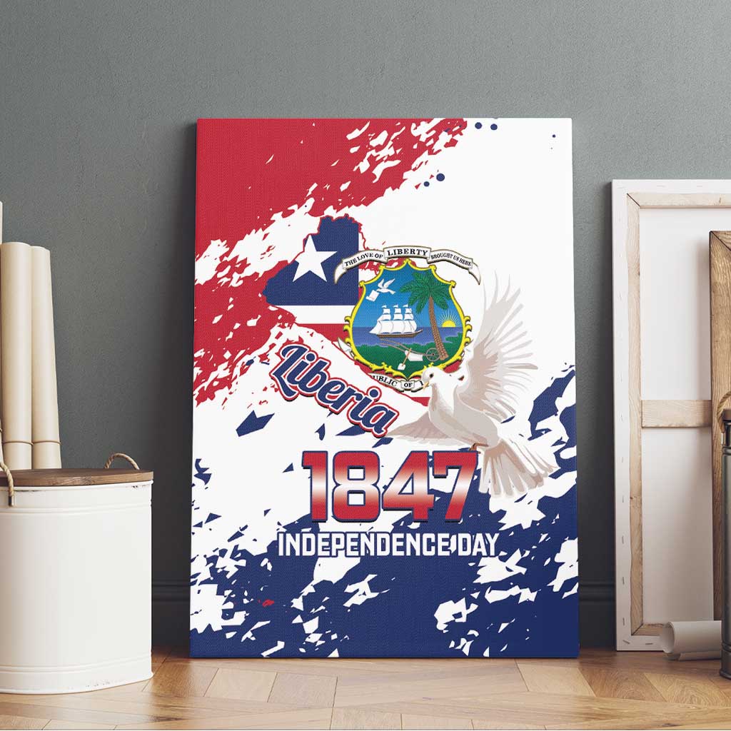 Afro Liberia 1847 Independence Day Canvas Wall Art Coat Of Arms Grunge Style