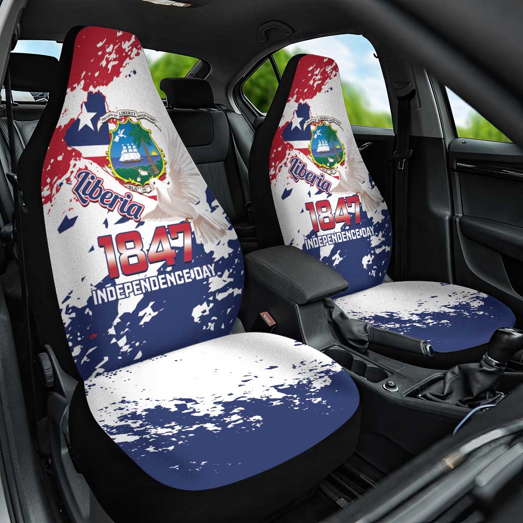 Afro Liberia 1847 Independence Day Car Seat Cover Coat Of Arms Grunge Style