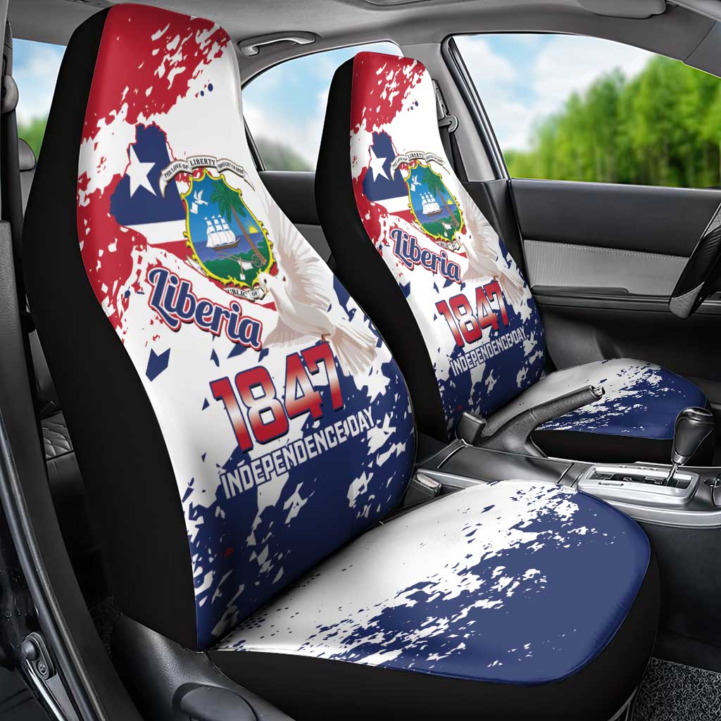 Afro Liberia 1847 Independence Day Car Seat Cover Coat Of Arms Grunge Style