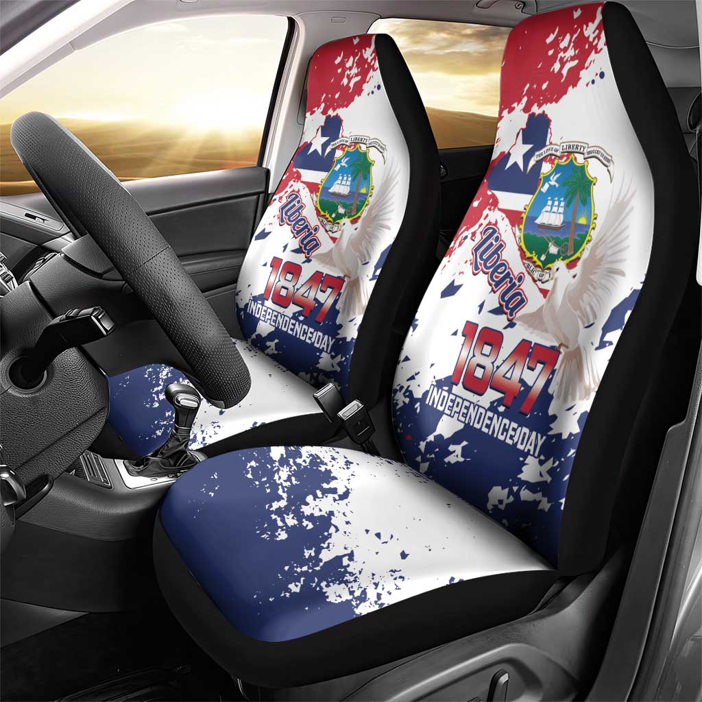 Afro Liberia 1847 Independence Day Car Seat Cover Coat Of Arms Grunge Style