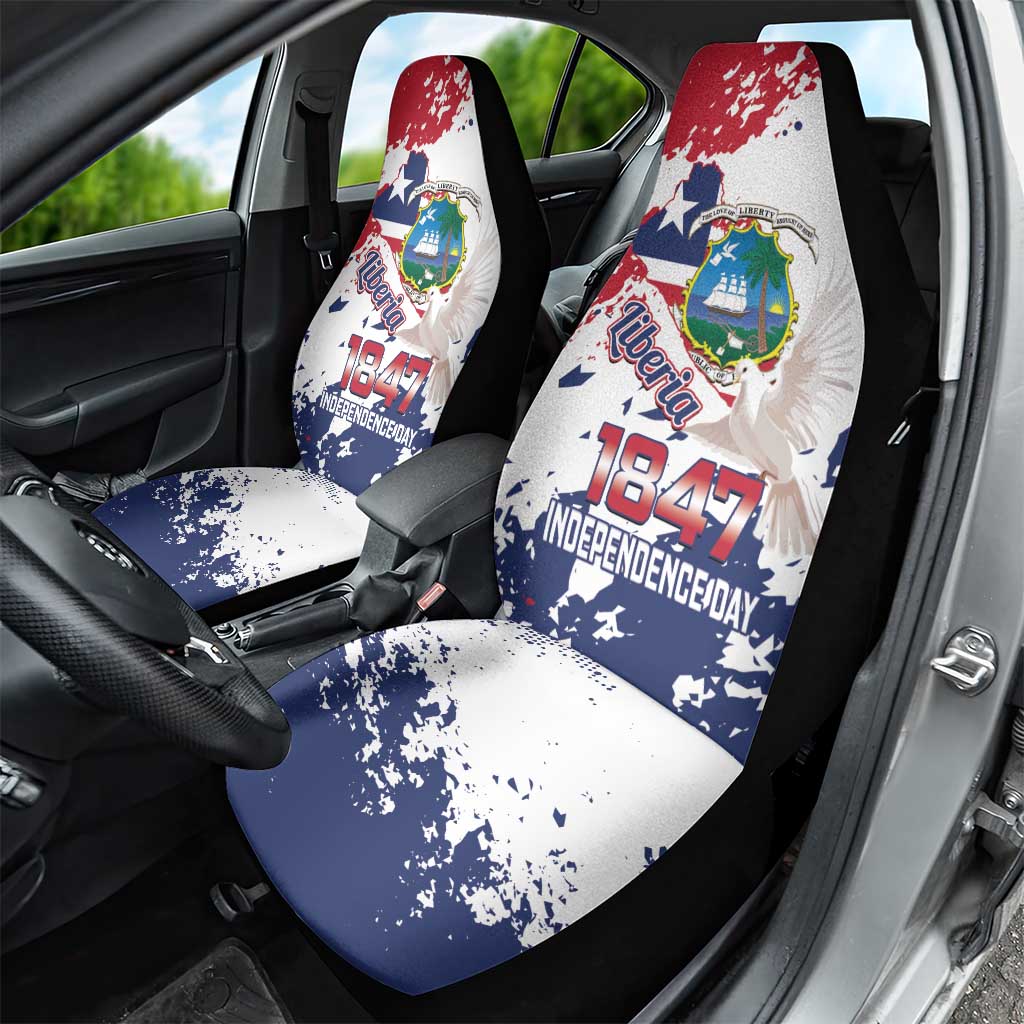 Afro Liberia 1847 Independence Day Car Seat Cover Coat Of Arms Grunge Style