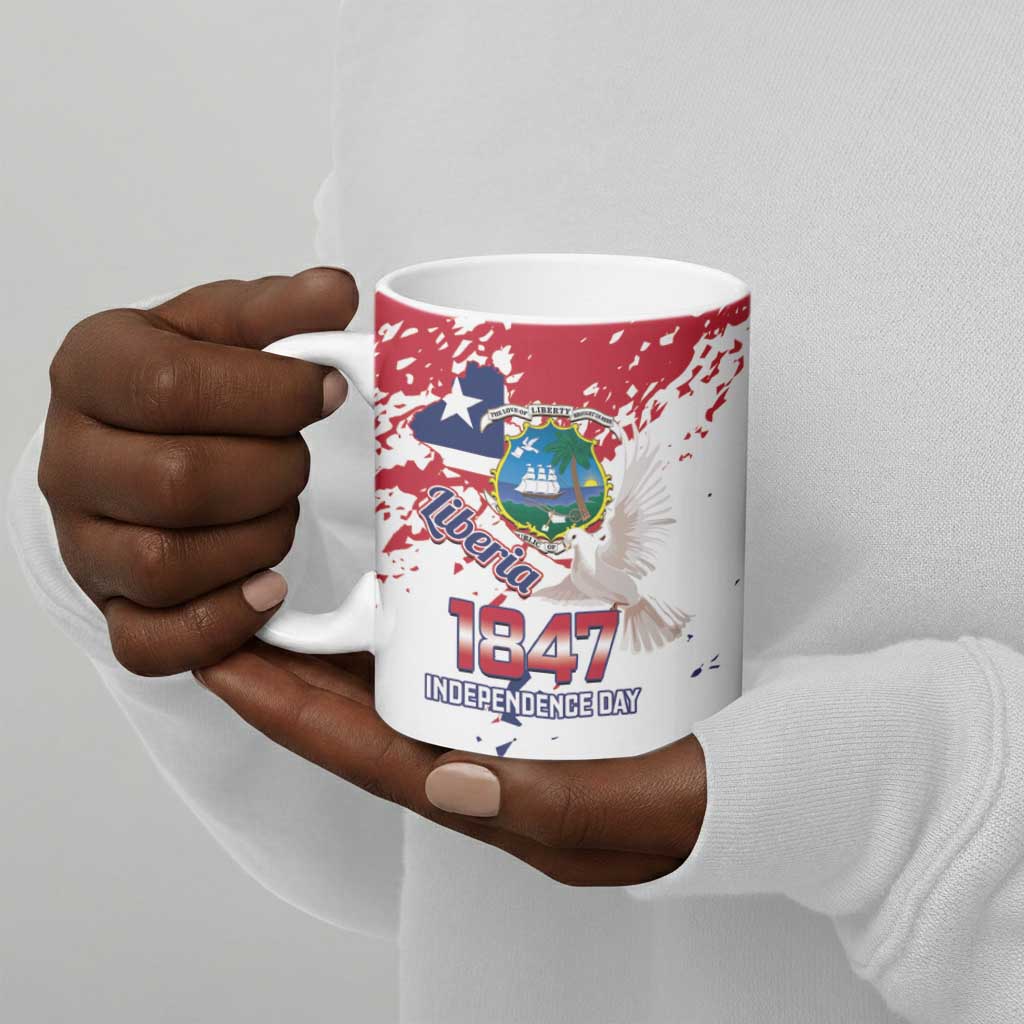 Liberia 1847 Independence Day Ceramic Mug Coat Of Arms Grunge Style