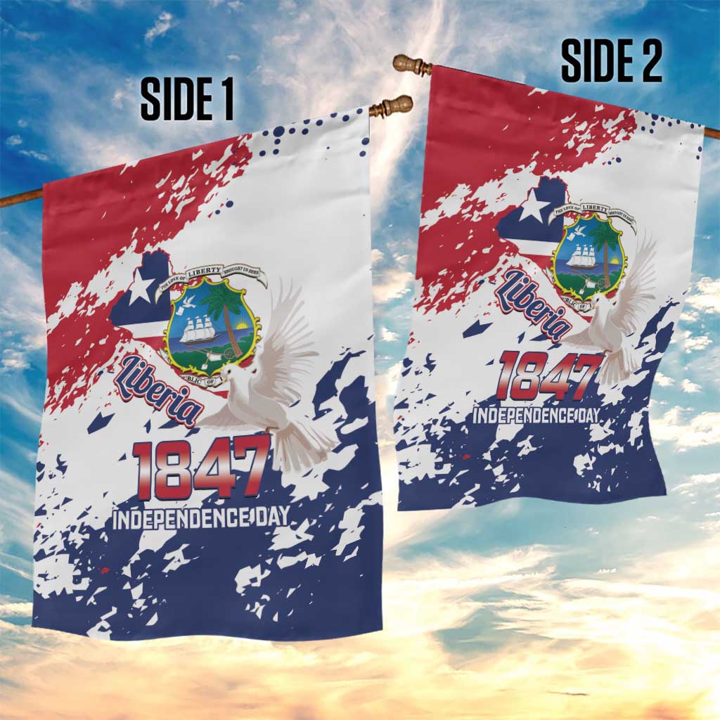 Afro Liberia 1847 Independence Day Garden Flag Coat Of Arms Grunge Style