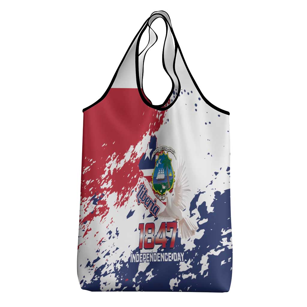 Afro Liberia 1847 Independence Day Grocery Bag Coat Of Arms Grunge Style