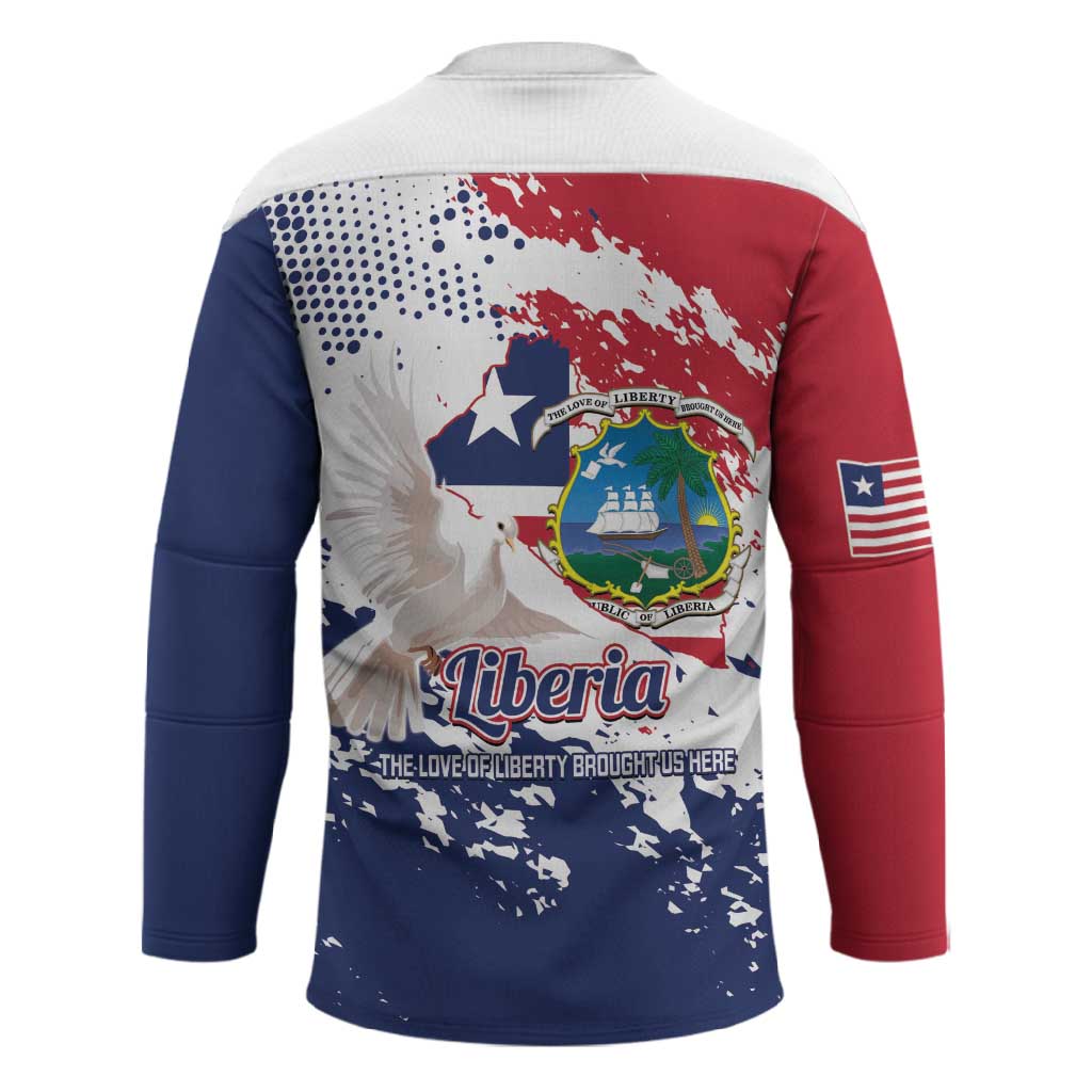 Liberia 1847 Independence Day Hockey Jersey Coat Of Arms Grunge Style