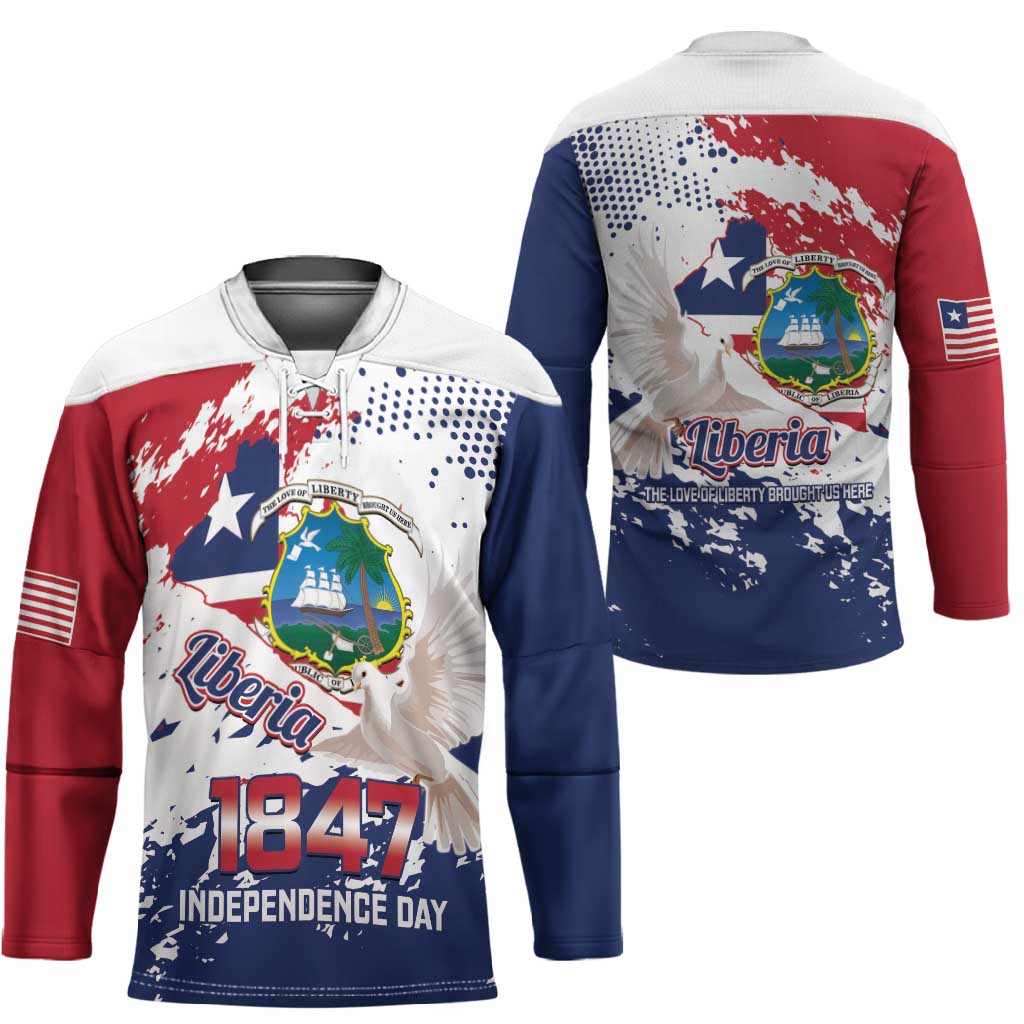 Liberia 1847 Independence Day Hockey Jersey Coat Of Arms Grunge Style