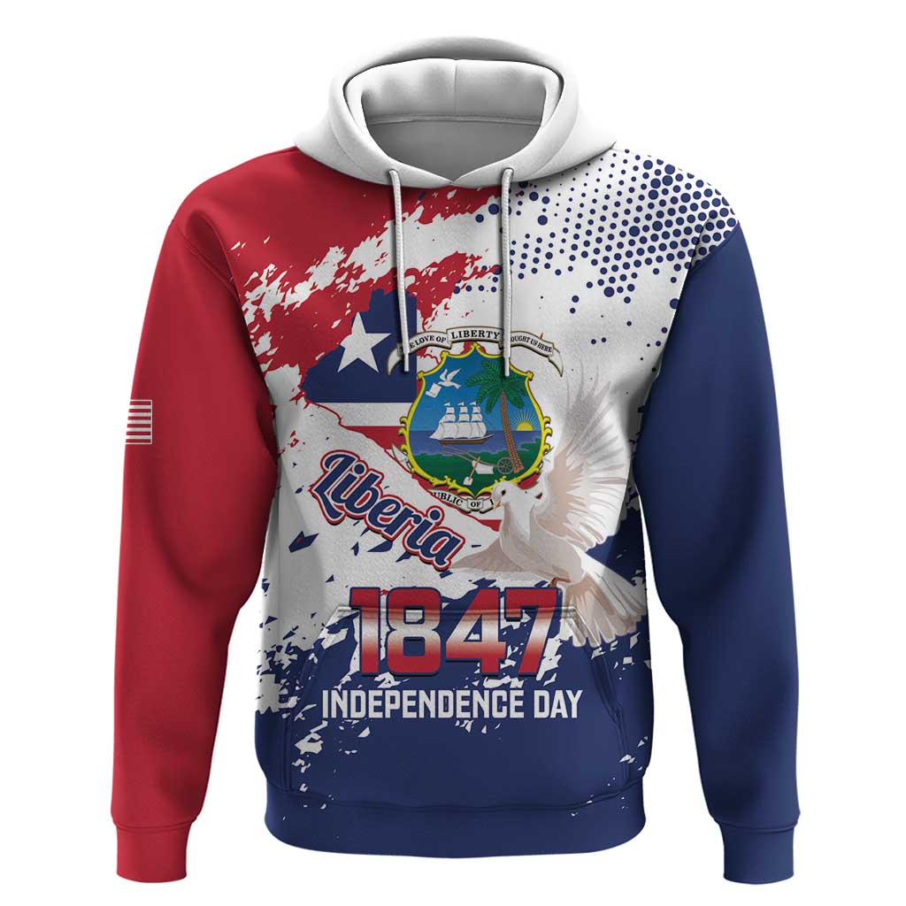 Afro Liberia 1847 Independence Day Hoodie Coat Of Arms Grunge Style