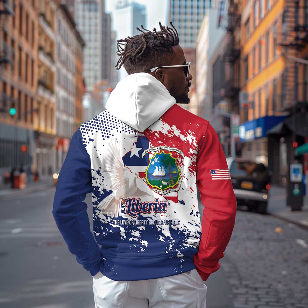Afro Liberia 1847 Independence Day Hoodie Coat Of Arms Grunge Style
